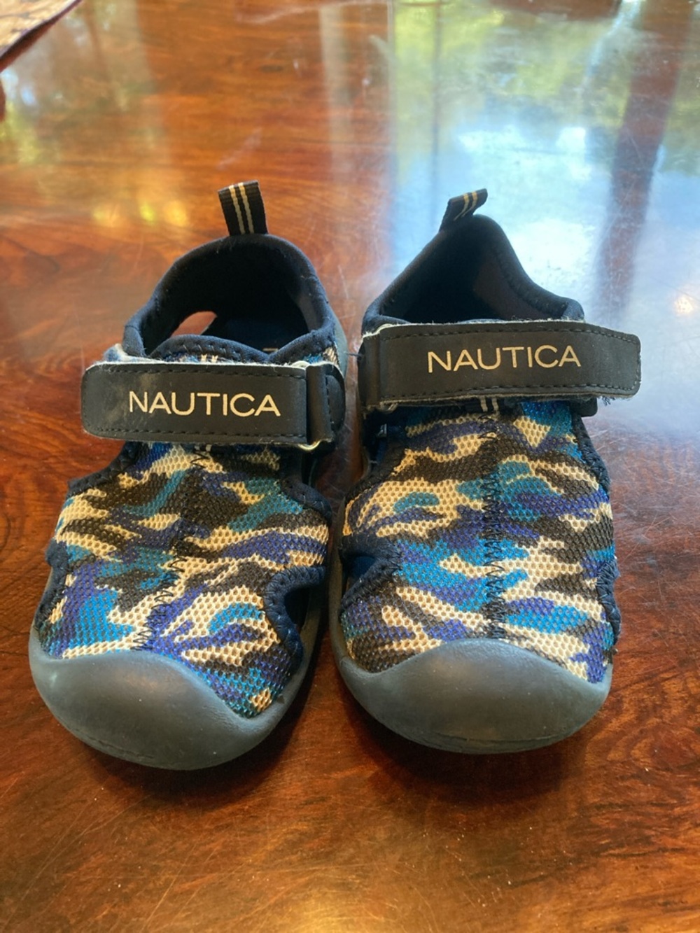 Nautica Kids Blue & Black Camo Water Shoes with Velcro Strap